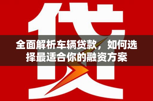 竹崎全面解析车辆贷款，如何选择最适合你的融资方案
